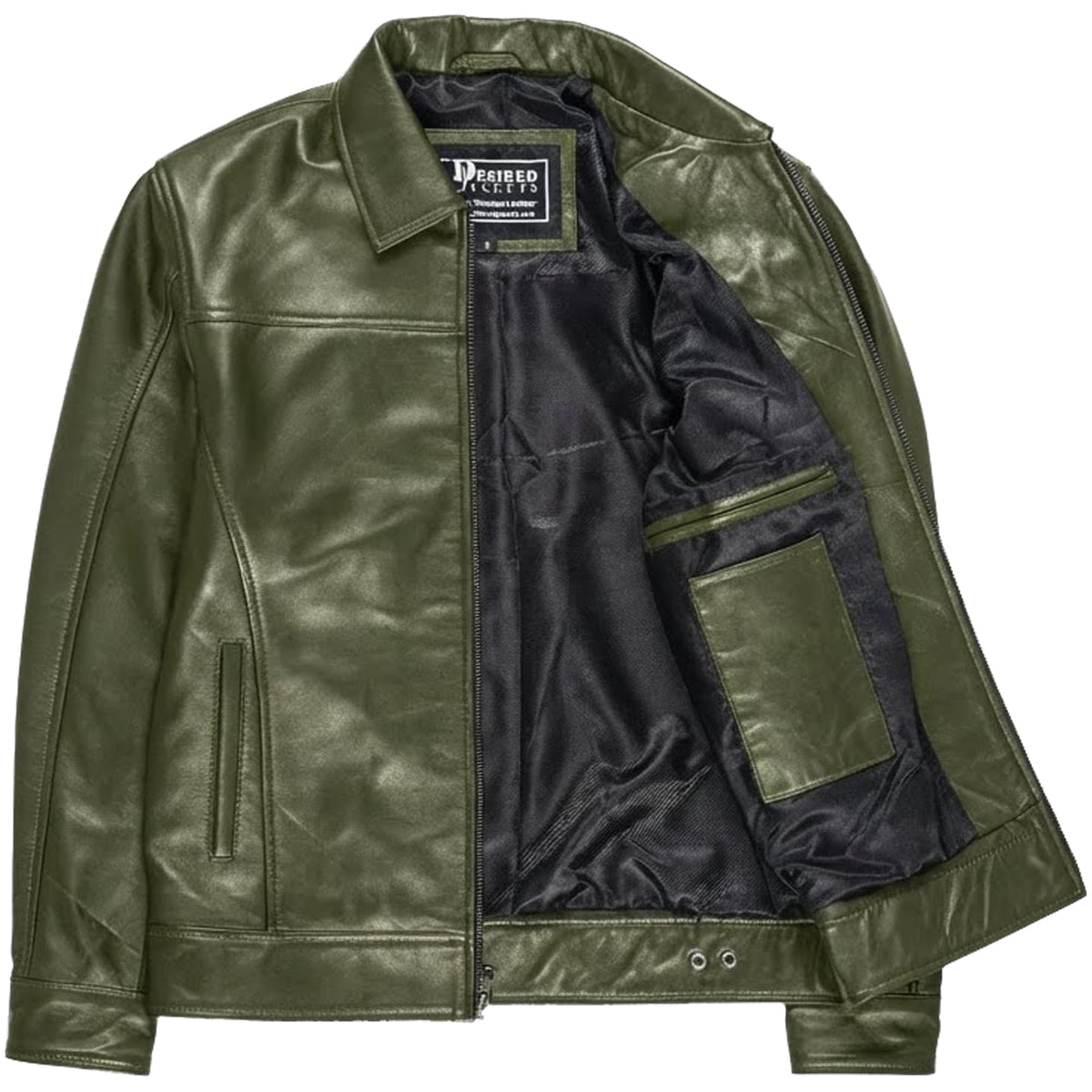 Mens Leather Jacket - Real Lambskin Classic Vintage Style Leather Jackets For Men Brown Leather Jacket for Mens (US. Alpha. X-Large. Regular. Regular. Noir Olive)