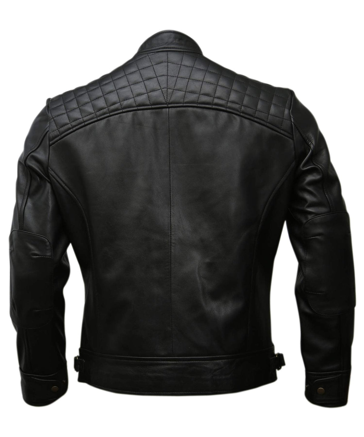 Mens Genuine Leather Biker Jacket Black | Vintage Brown Distressed Lambskin Motorcycle Jackets for Men (Black. Large)