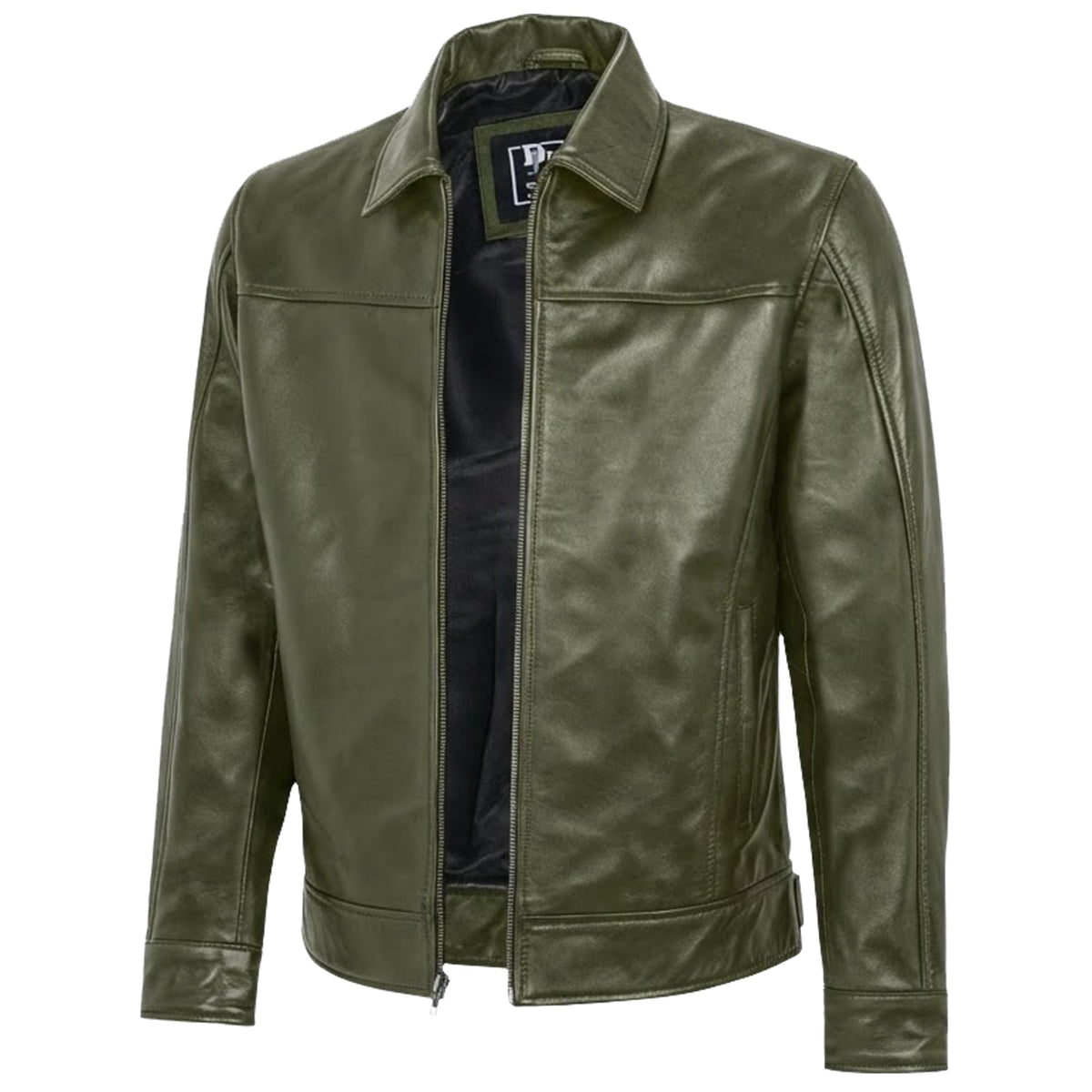 Mens Leather Jacket - Real Lambskin Classic Vintage Style Leather Jackets For Men Brown Leather Jacket for Mens (US. Alpha. X-Large. Regular. Regular. Noir Olive)
