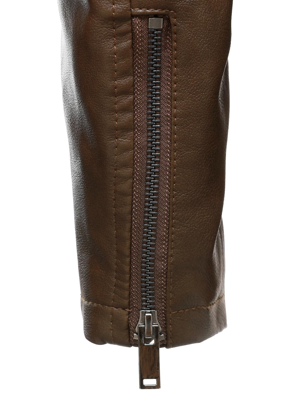 HOOD CREW Men's Faux Leather Jacket Cool Motorcycle Lapel Biker Jackets Zip Up Riding Coat Brown L