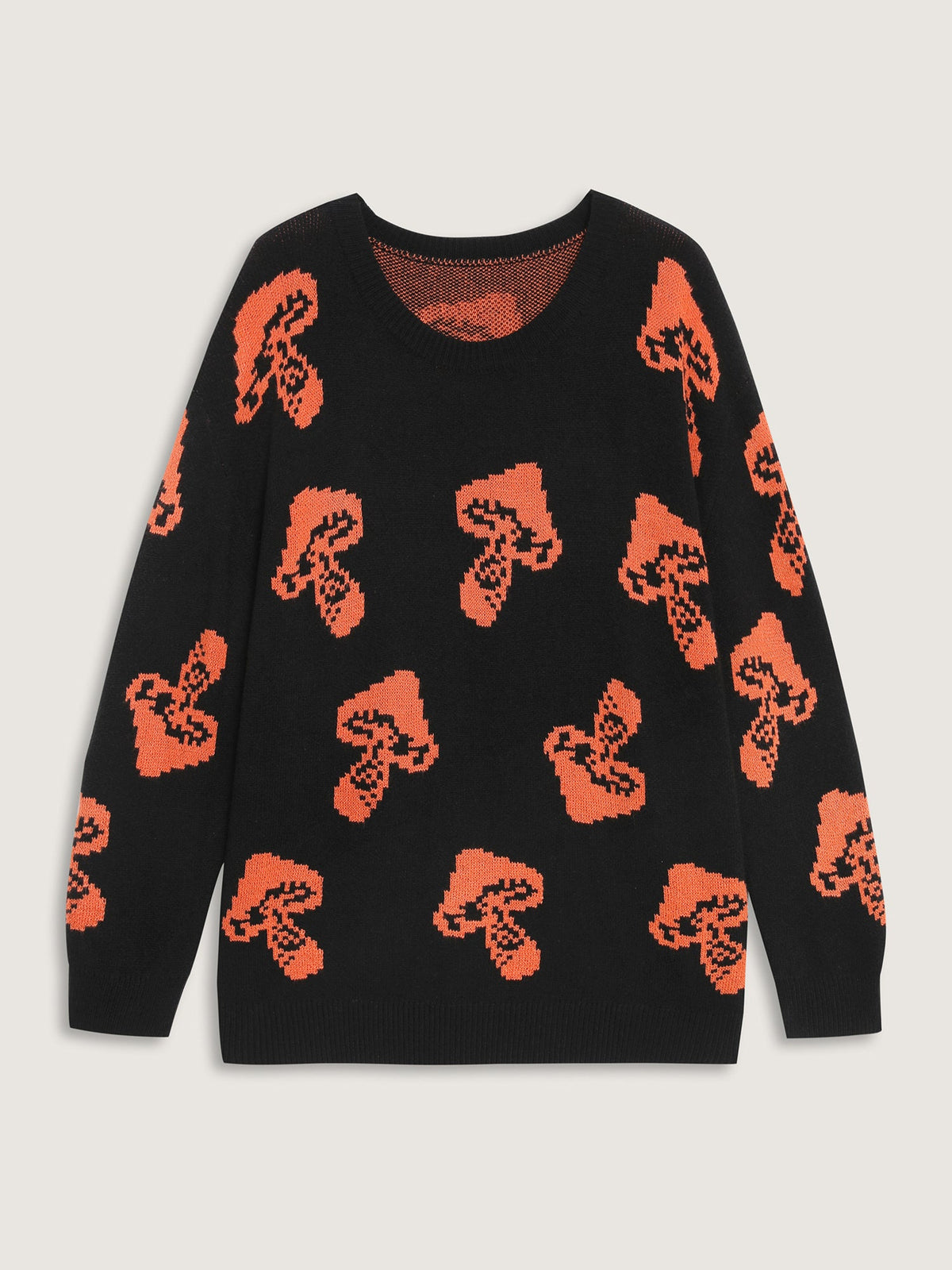 Halloween Mushroom Jacquard Print Pullover