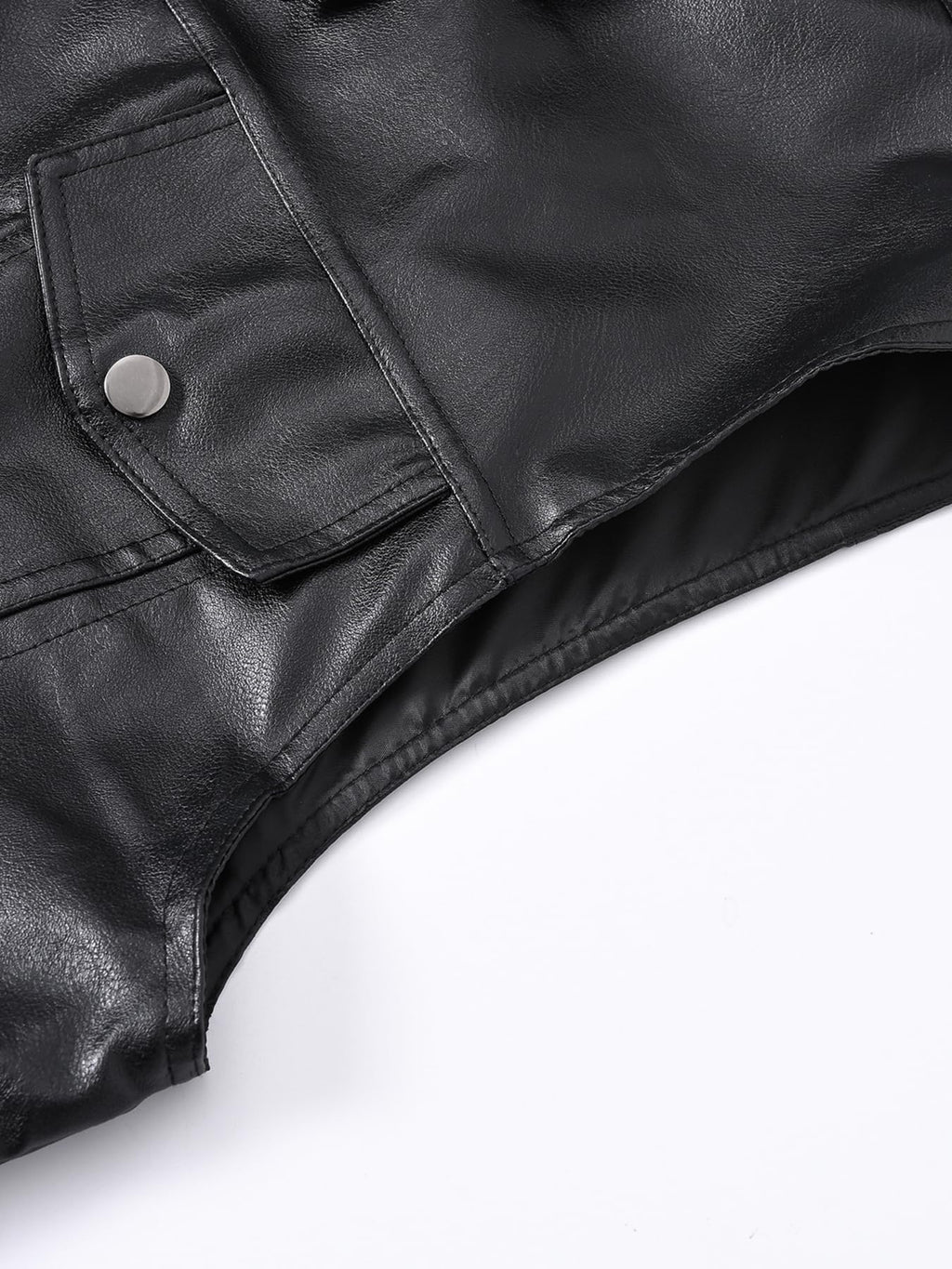 DSDZ Men's Zipper PU Faux Leather Sleeveless Waistcoat Motorcycle Biker Vest Jacket Black S