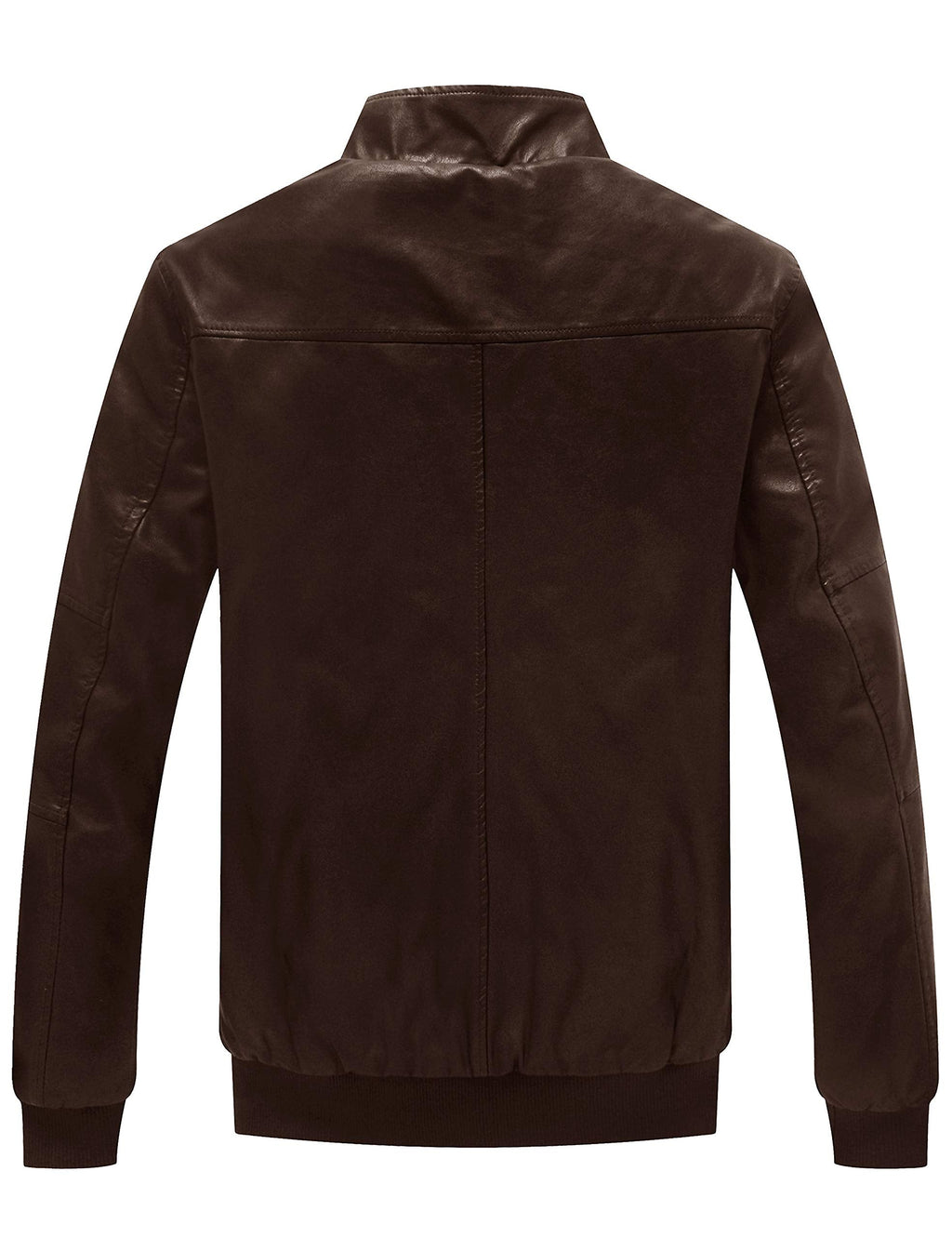 WenVen Men's Faux Leather Jacket Punk Motorcycle Slim Fit Outerwear Brown XL