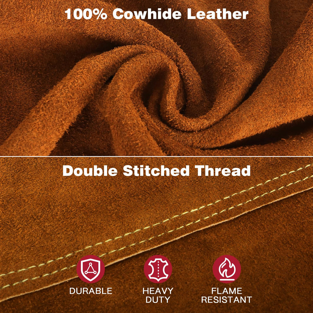 ARCCAPTAIN Leather Welding Jacket. Heavy Duty Welder Jackets with Flame Resistant Split Cowhide Leather. Welding Coat for Men Women