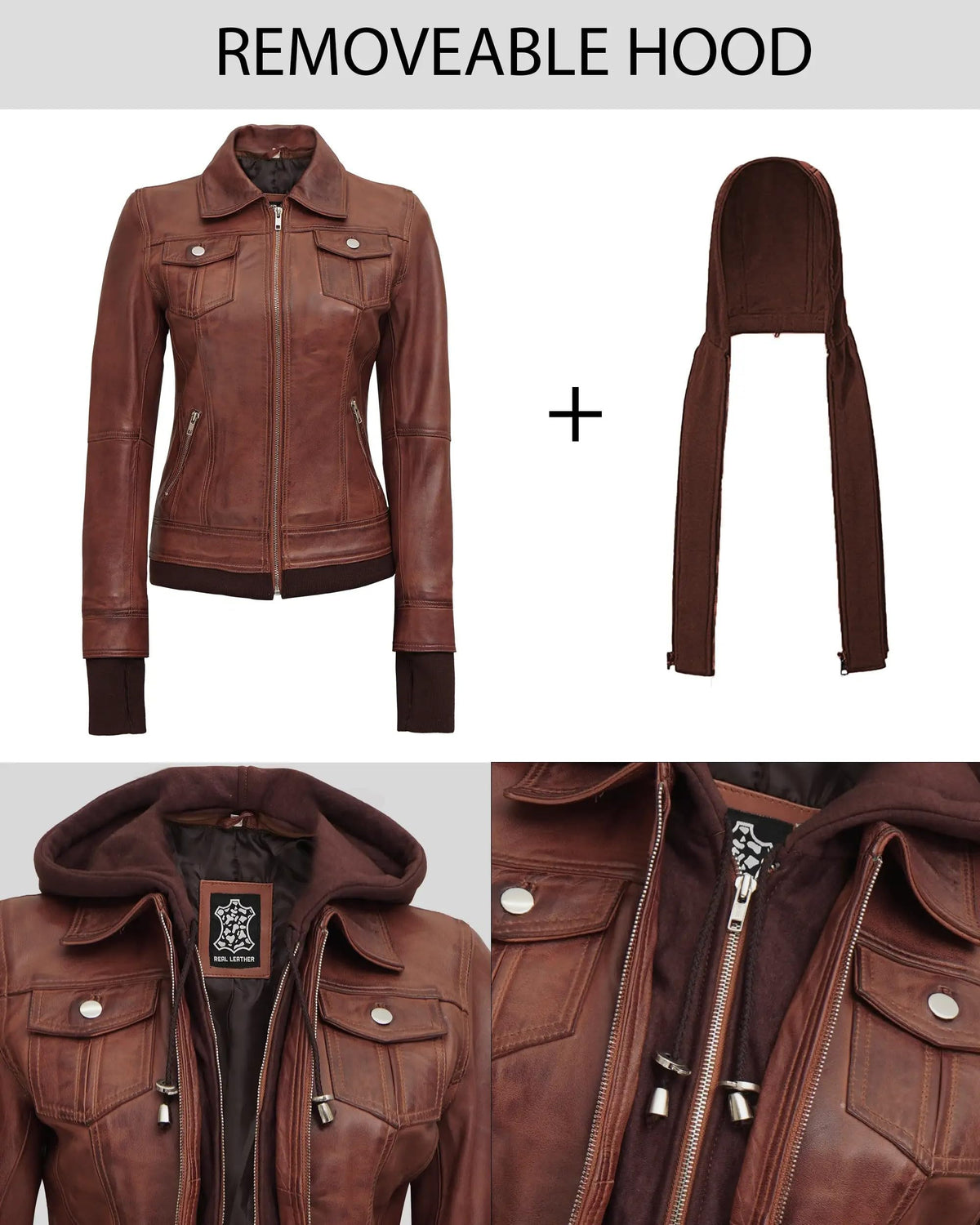 Decrum Brown Leather Jacket Women - Leather Bomber Jacket Women | [1314746] Tralee Brown. 2XL