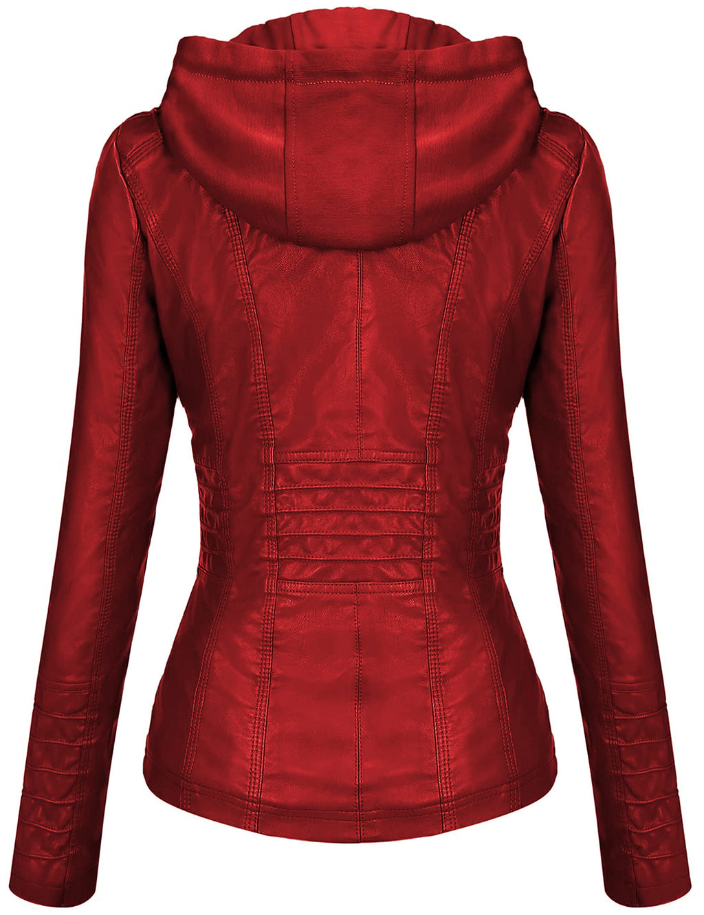 Tanming Womens Faux Leather Jacket Hooded Moto Biker Coat Outerwear Fall Fashion Outfits Winter Clothes