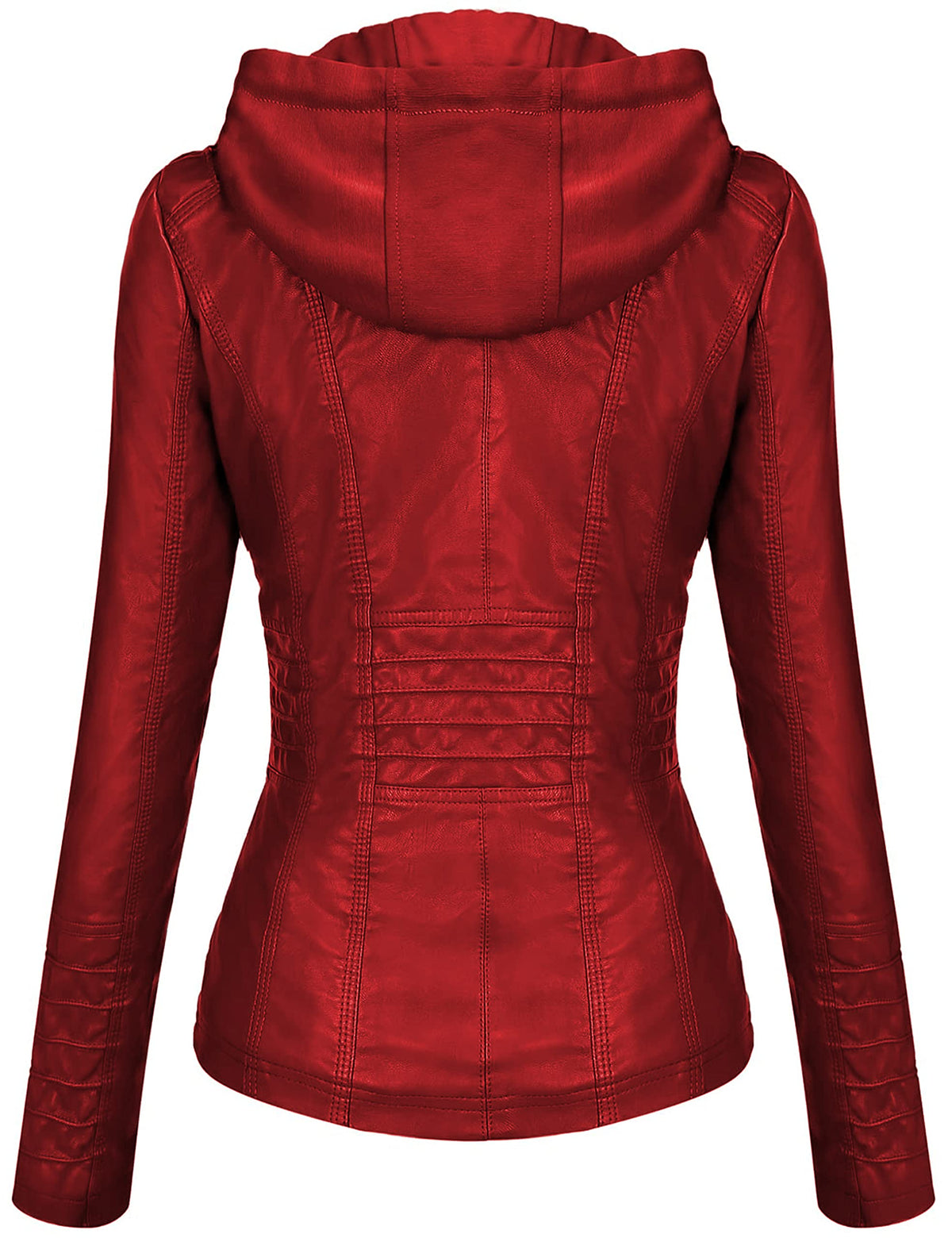 Tanming Womens Faux Leather Jacket Hooded Moto Biker Coat Outerwear Fall Fashion Outfits Winter Clothes