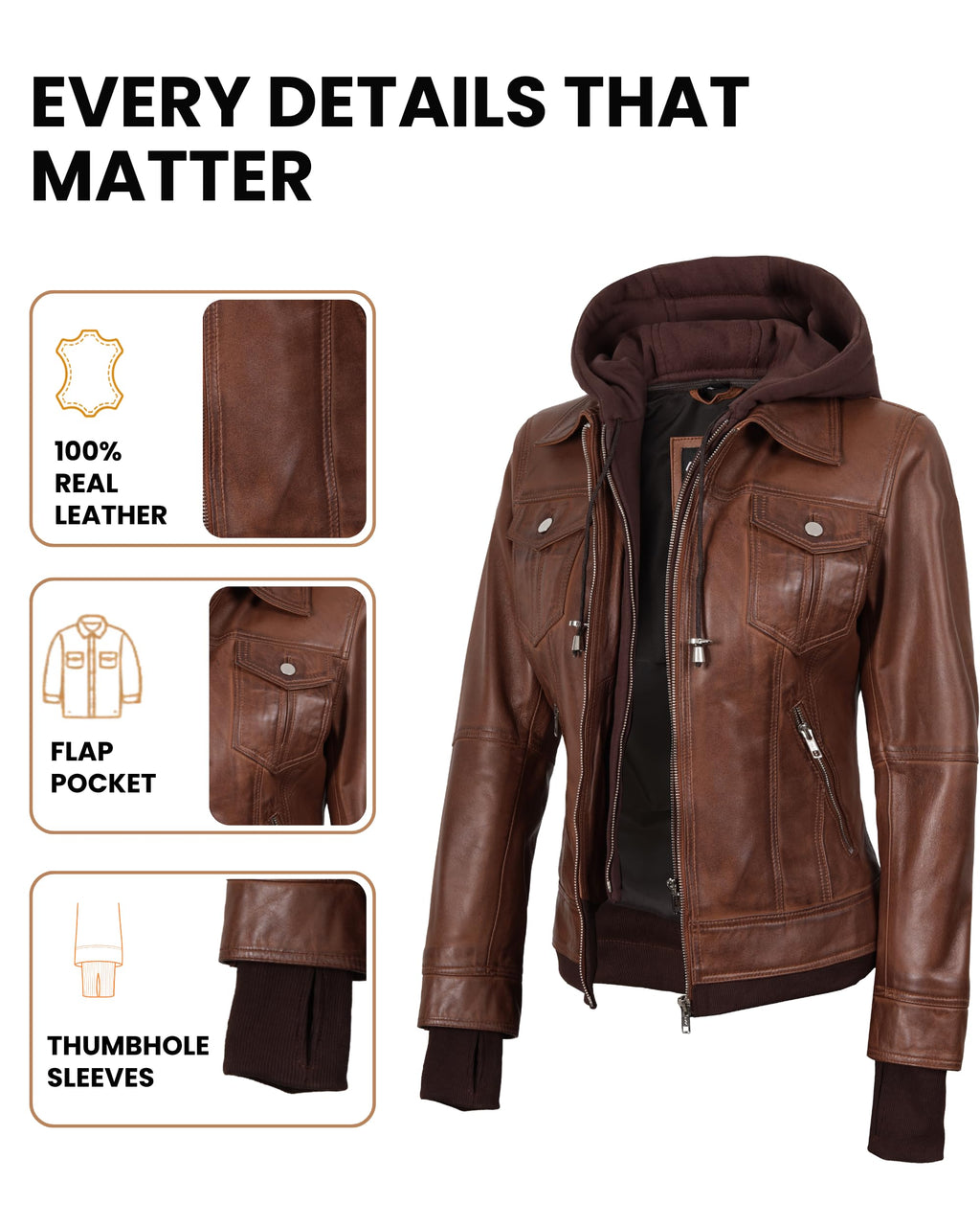 Decrum Brown Leather Jacket Women - Leather Bomber Jacket Women | [1314746] Tralee Brown. 2XL