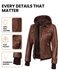 Decrum Brown Leather Jacket Women - Leather Bomber Jacket Women | [1314746] Tralee Brown. 2XL