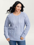 Twisted Texture Hand-Hooked Flowers Pullover