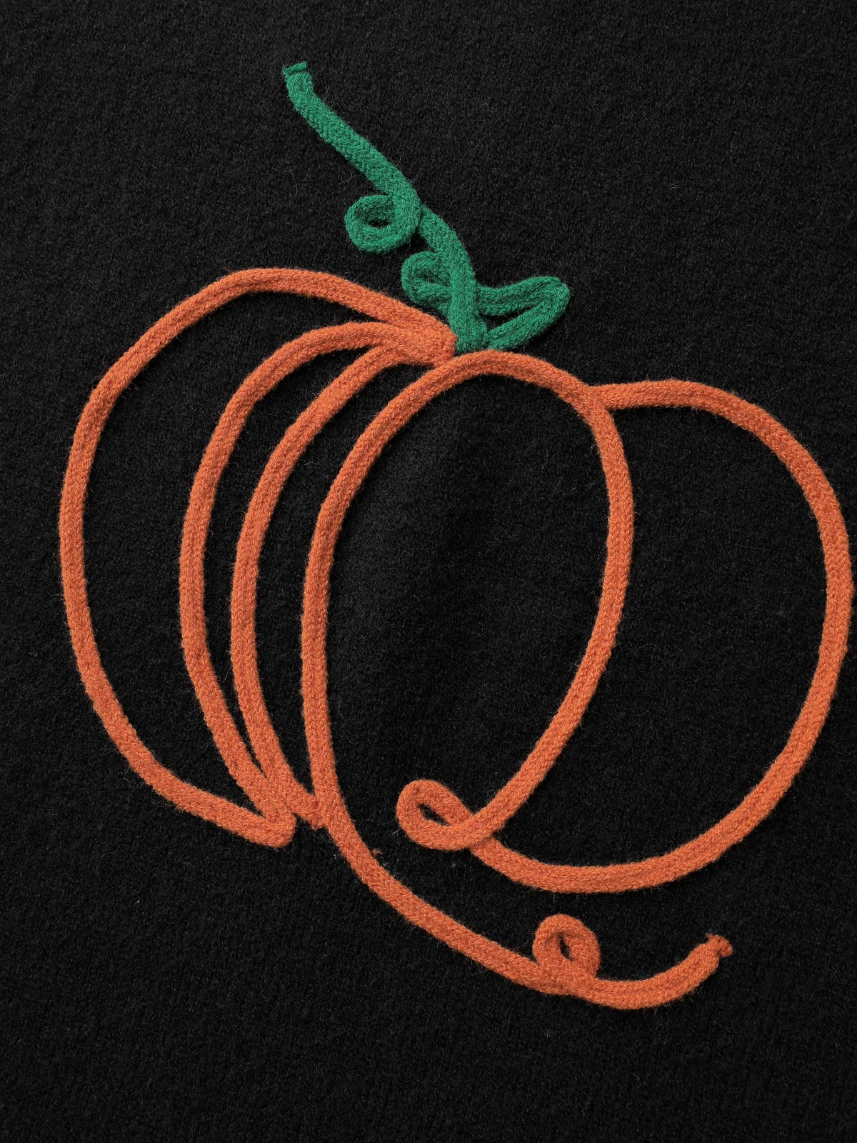 Pumpkin Rope Embroidery Contrast Pullover
