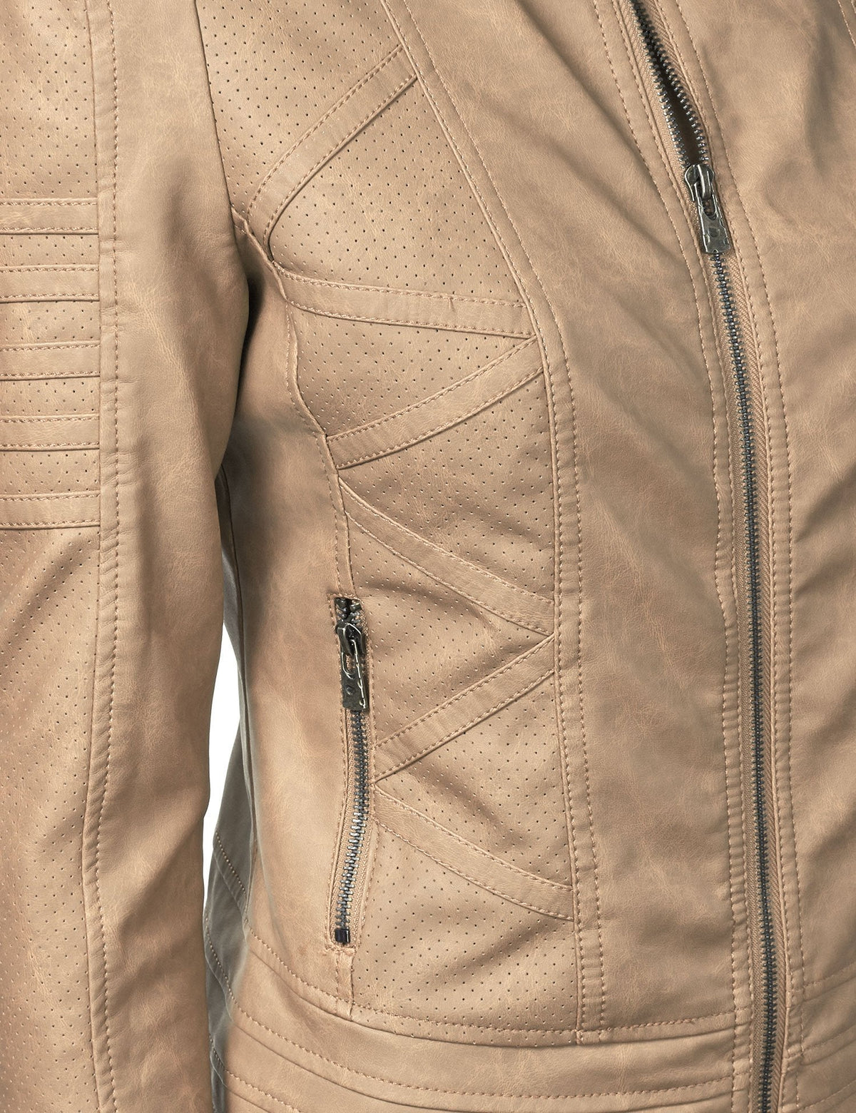 Made By Johnny MBJ WJC746 Womens Vegan Leather Motorcycle Jacket XXL Khaki