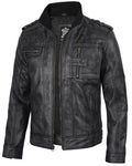 Blingsoul Real Leather Jacket Men- Black Leather Jacket for Men | [1108763] Tavares Distressed Black. M
