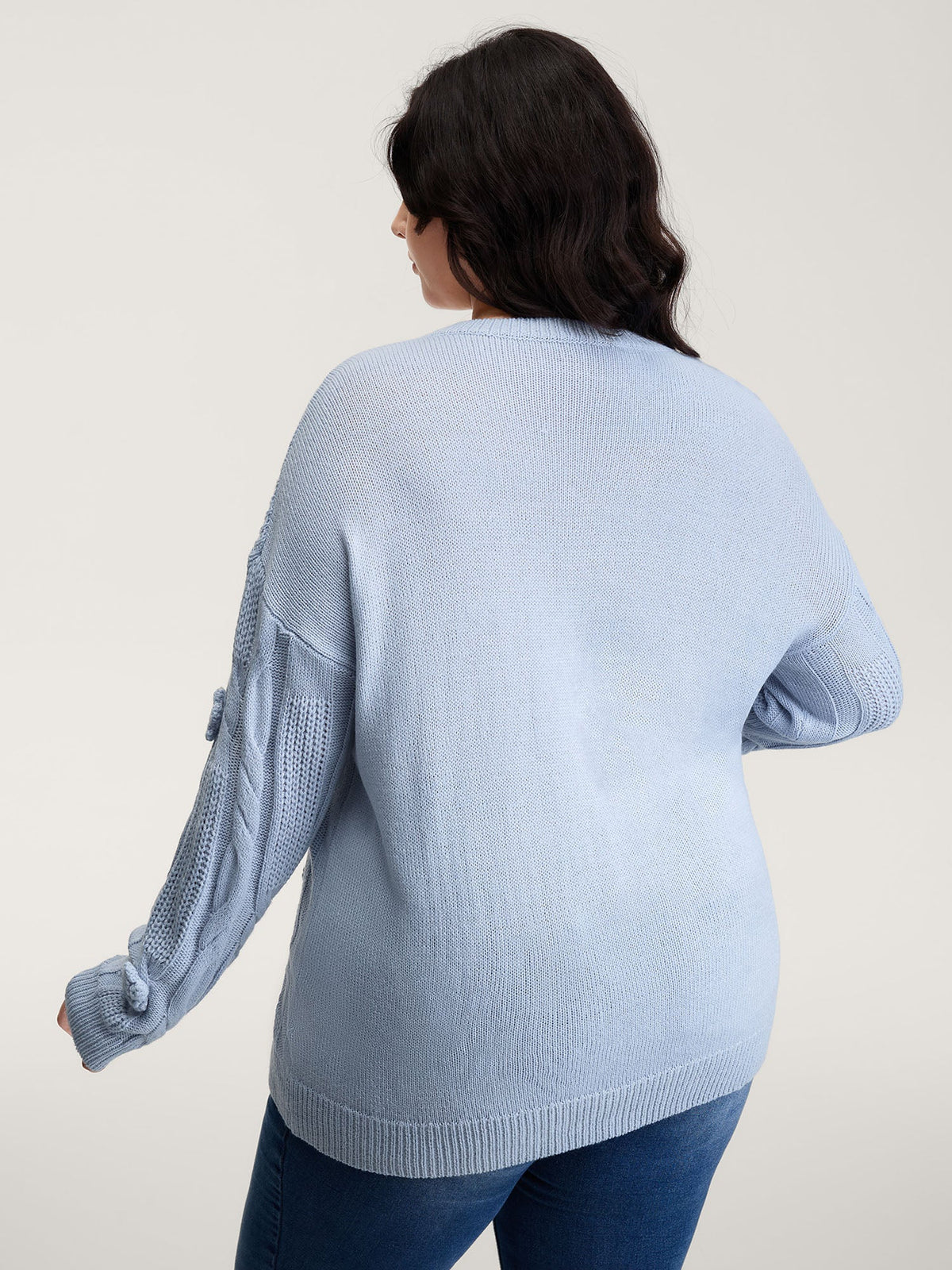 Twisted Texture Hand-Hooked Flowers Pullover