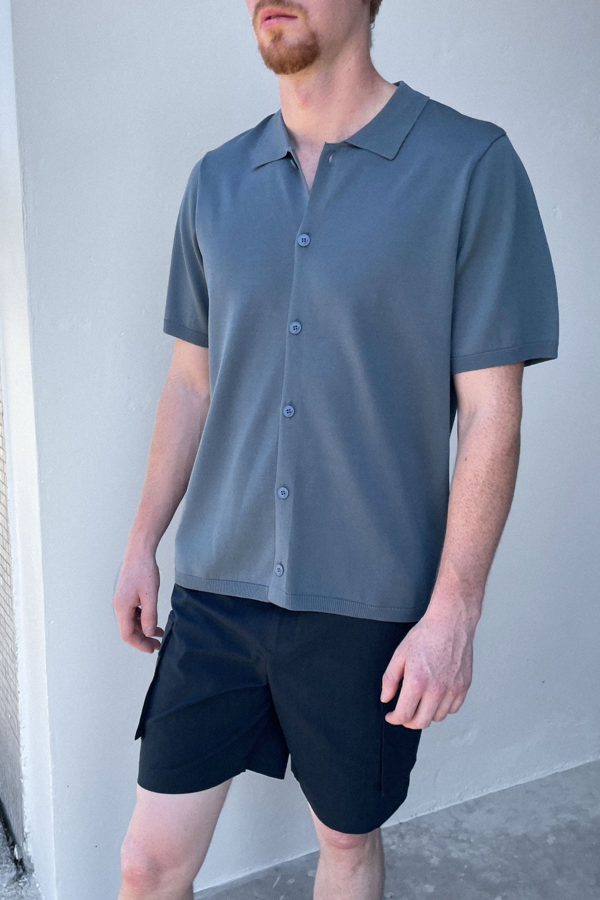 SHORT SLEEVE POLO BUTTON UP