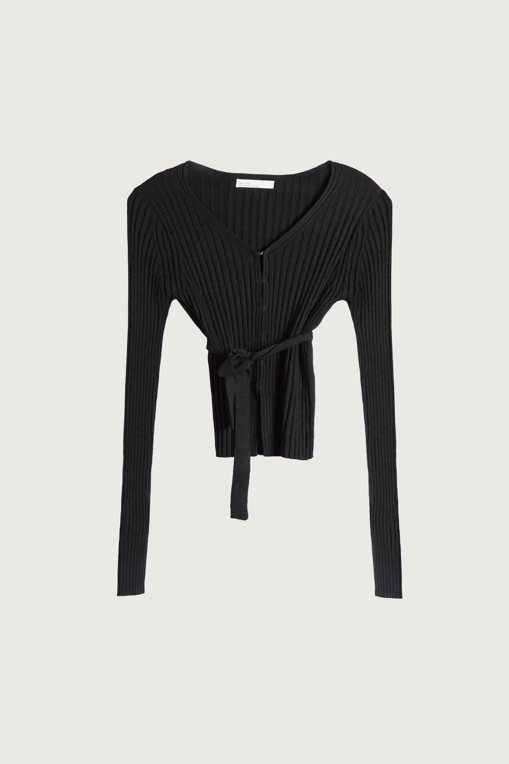 RIBBED CARDIGAN WITH TIE