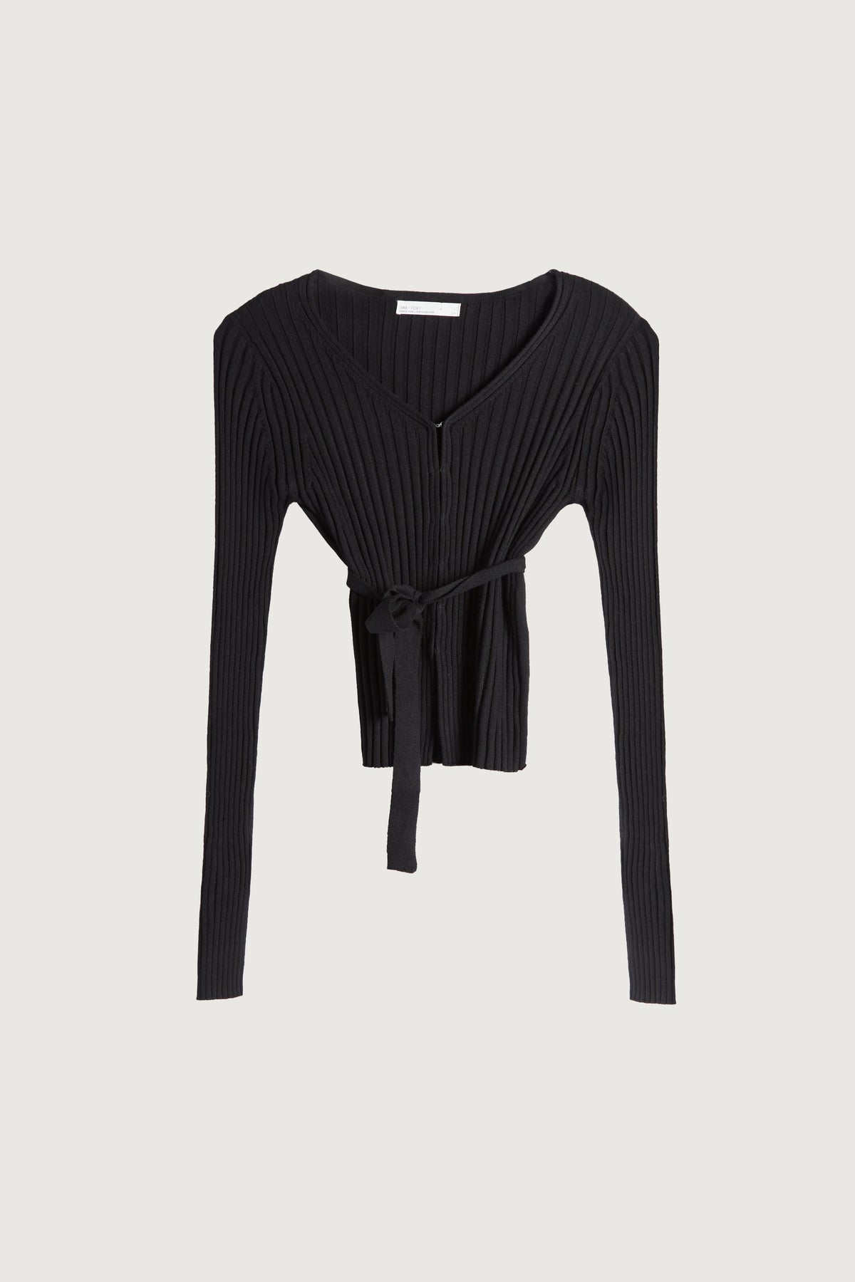 RIBBED CARDIGAN WITH TIE