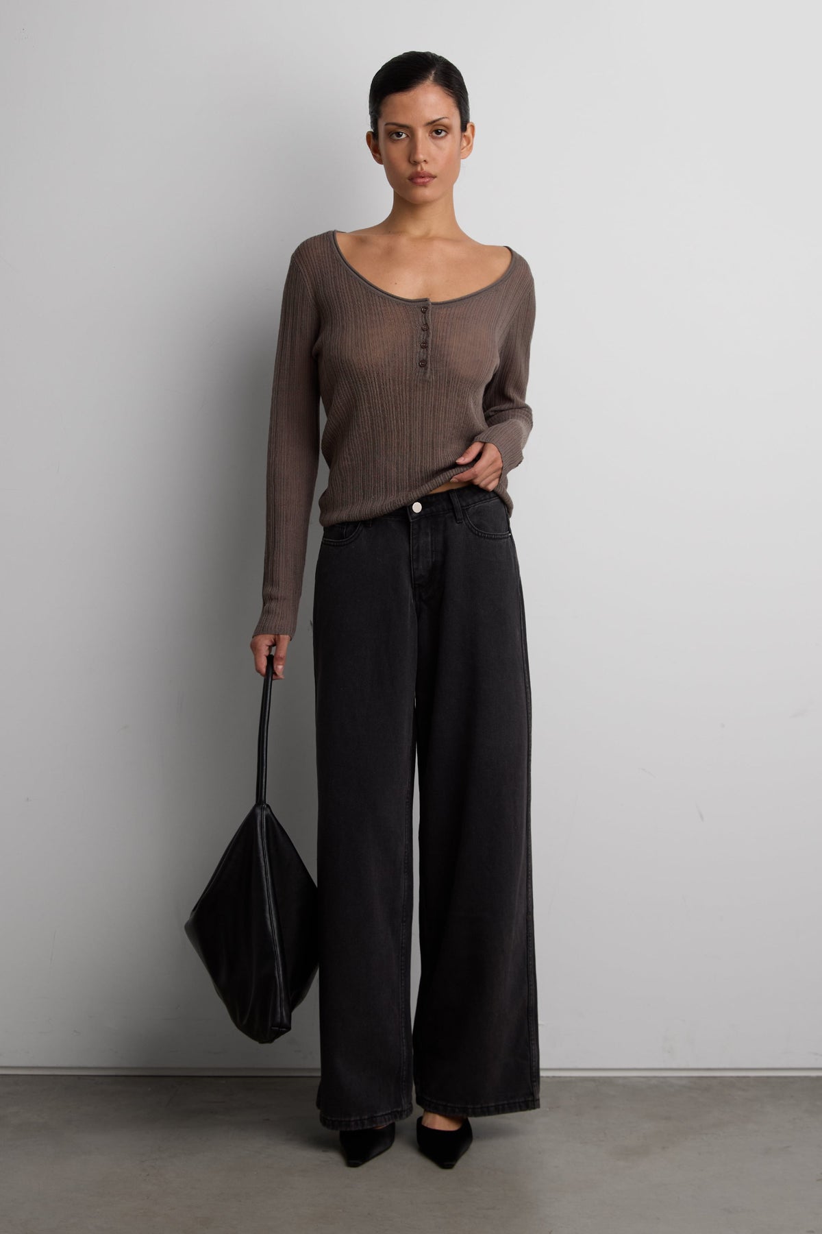 DRAPED SHEER KNIT CARDIGAN