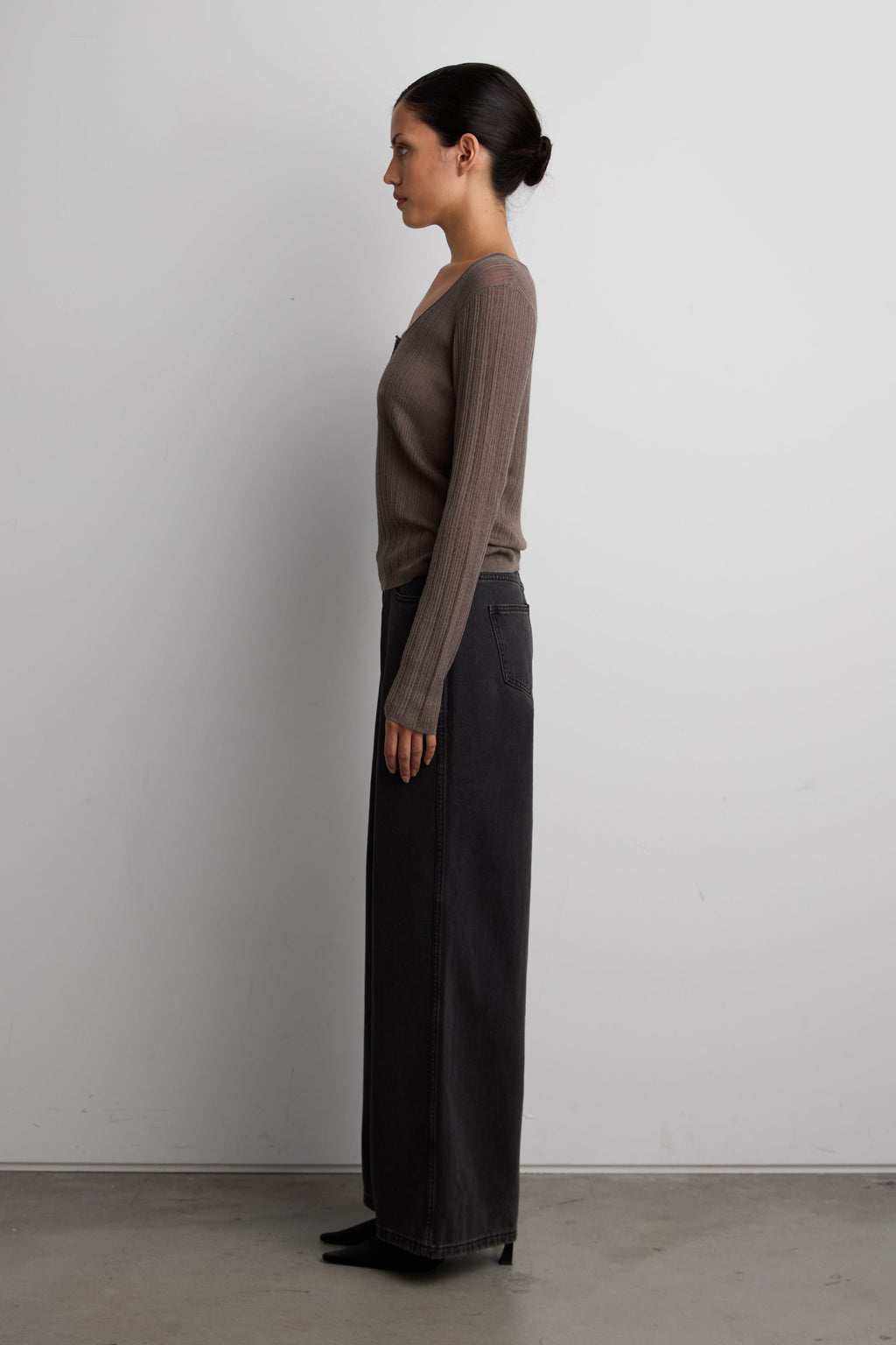 DRAPED SHEER KNIT CARDIGAN