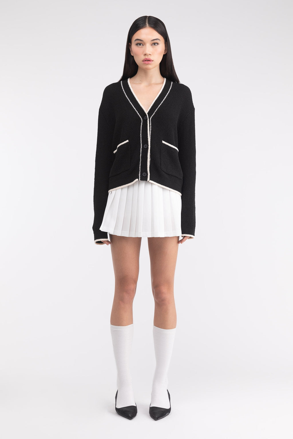 CONTRAST TRIM CARDIGAN