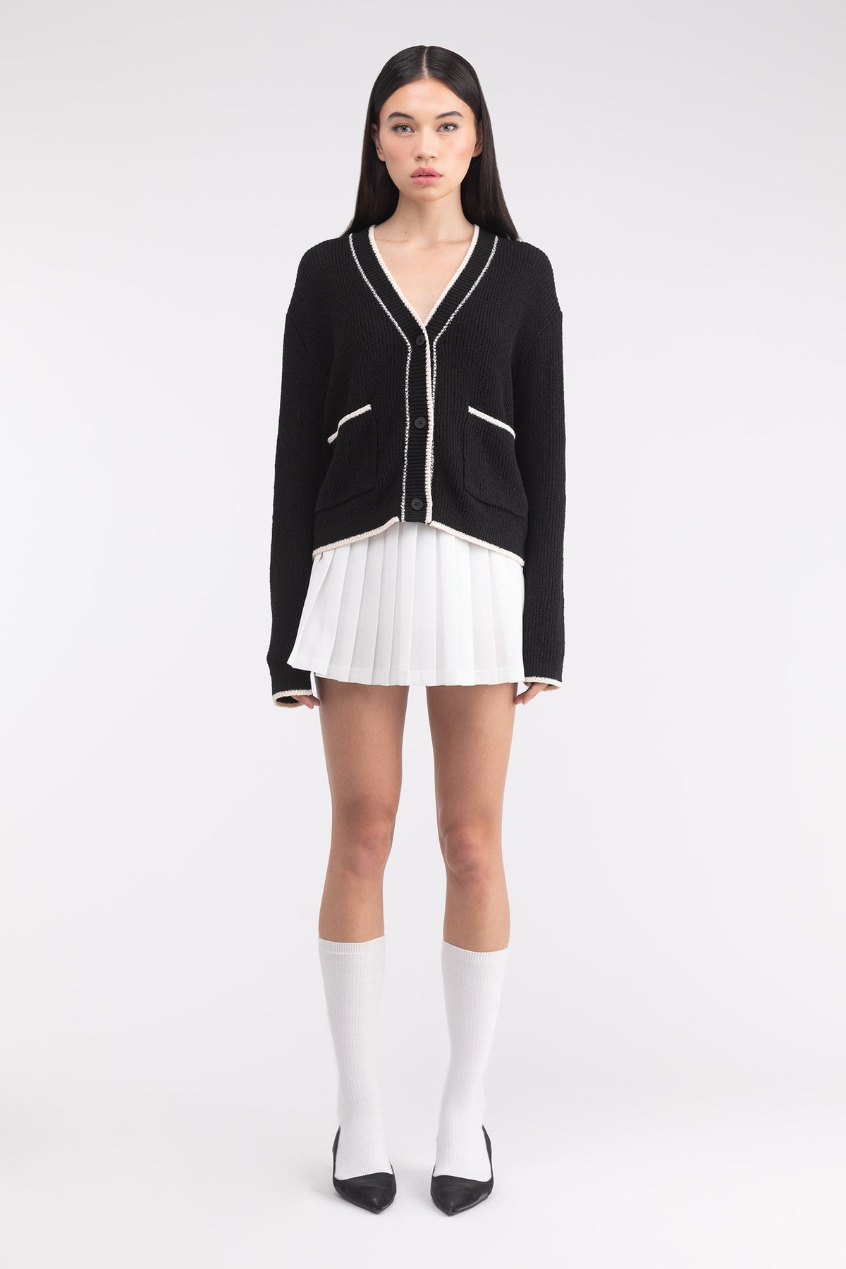 CONTRAST TRIM CARDIGAN