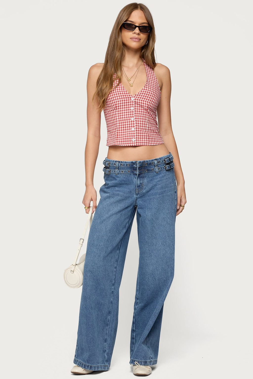 Livia Double Belt Low Rise Baggy Jeans