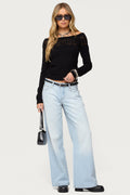 Magda Acid Wash Low Rise Baggy Jeans