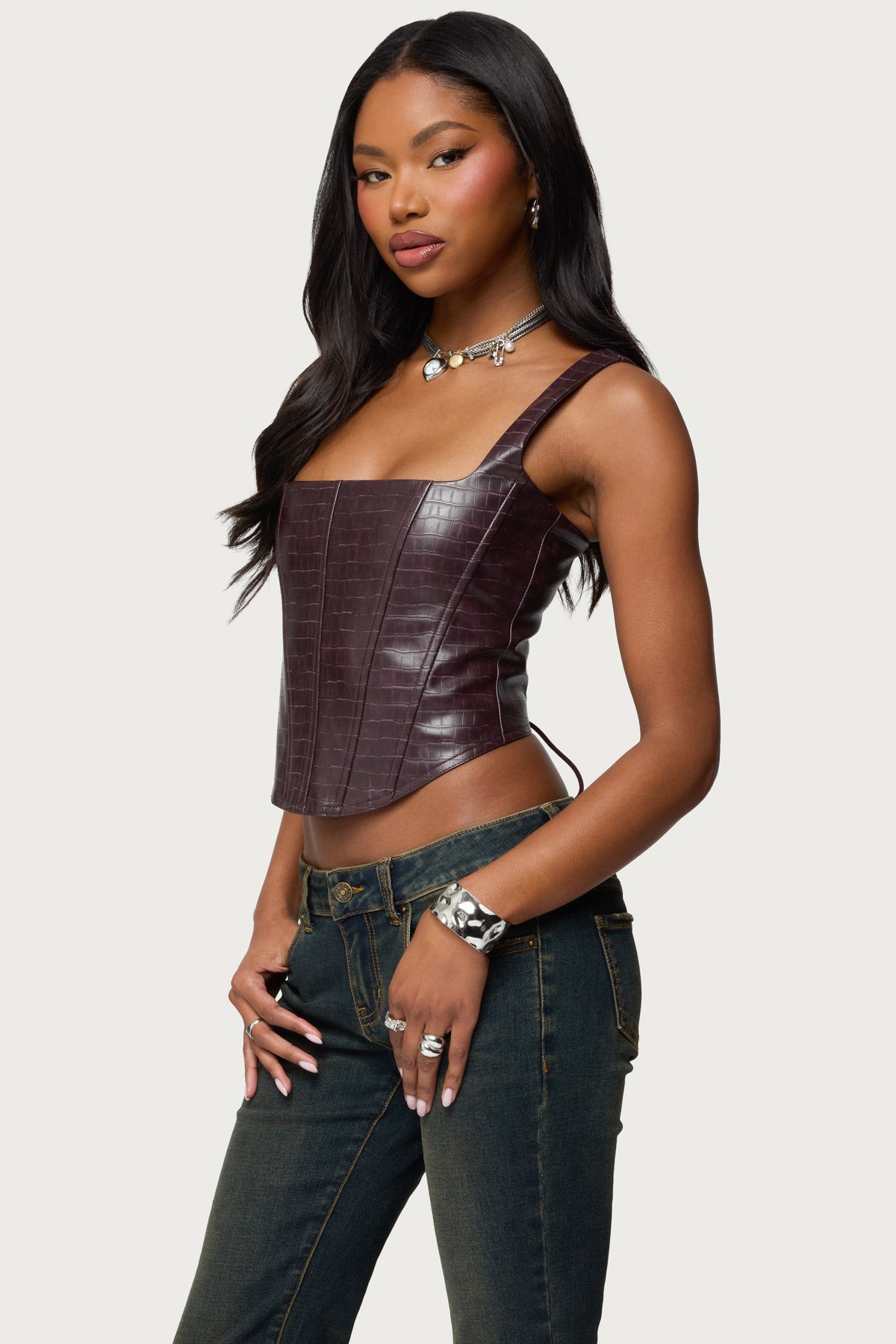 Shana Faux Croc Corset