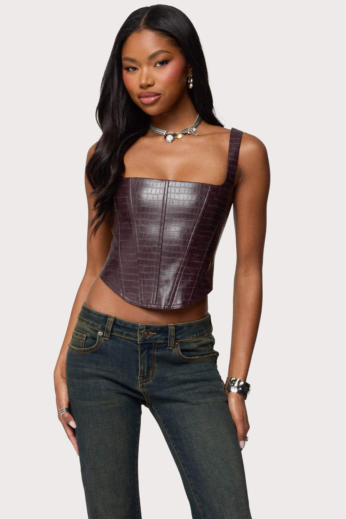 Shana Faux Croc Corset
