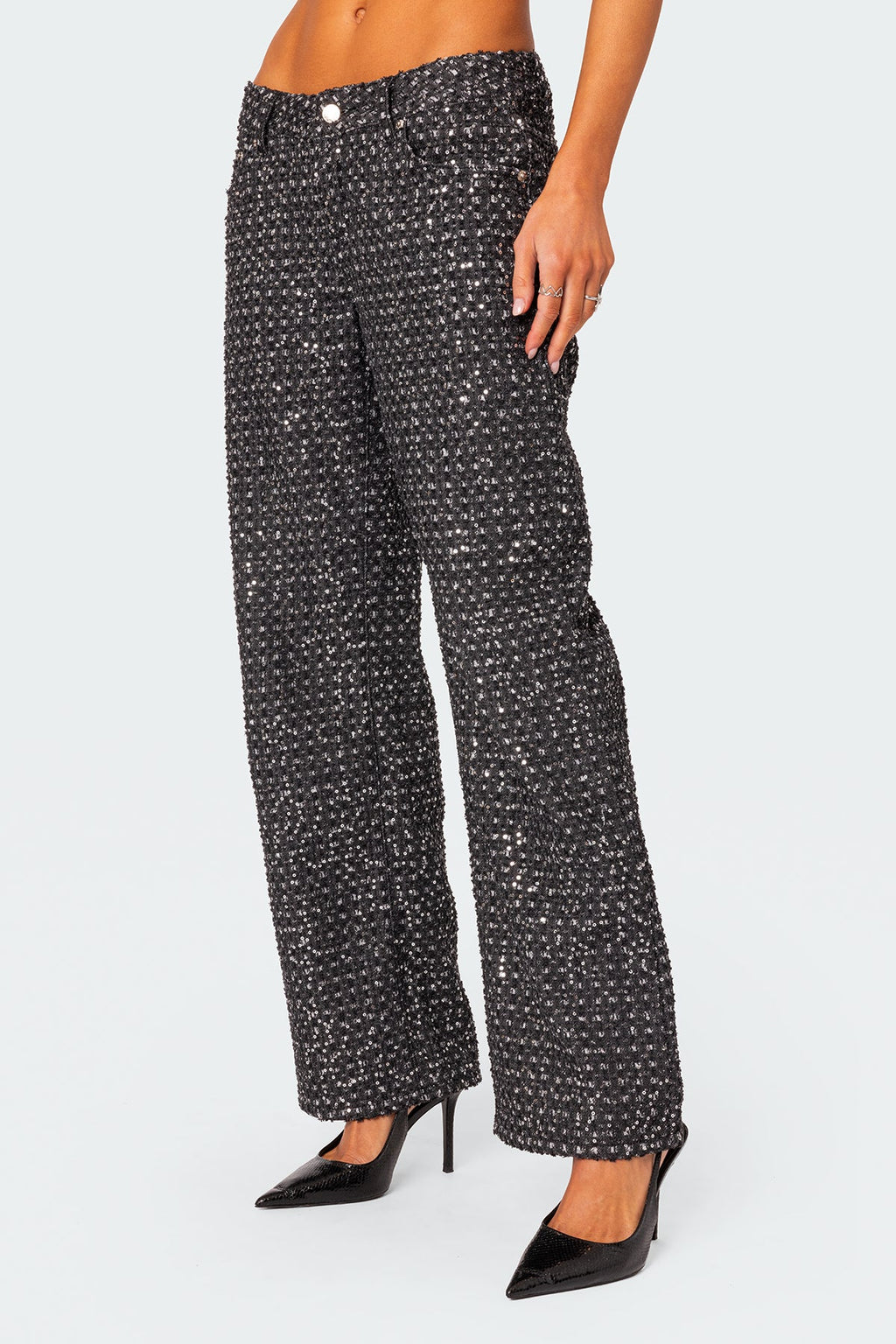 Nyah Sequin Low Rise Wide Leg Jeans