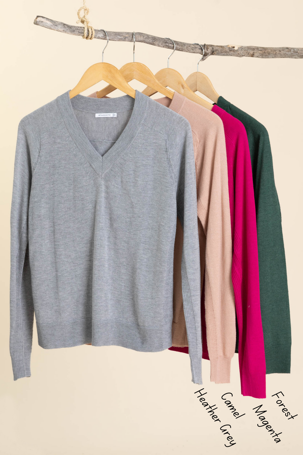 V-Neck Side Textured Knit Sweaters