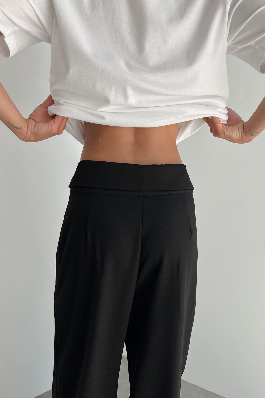 FOLD-OVER WAIST WIDE LEG PANT