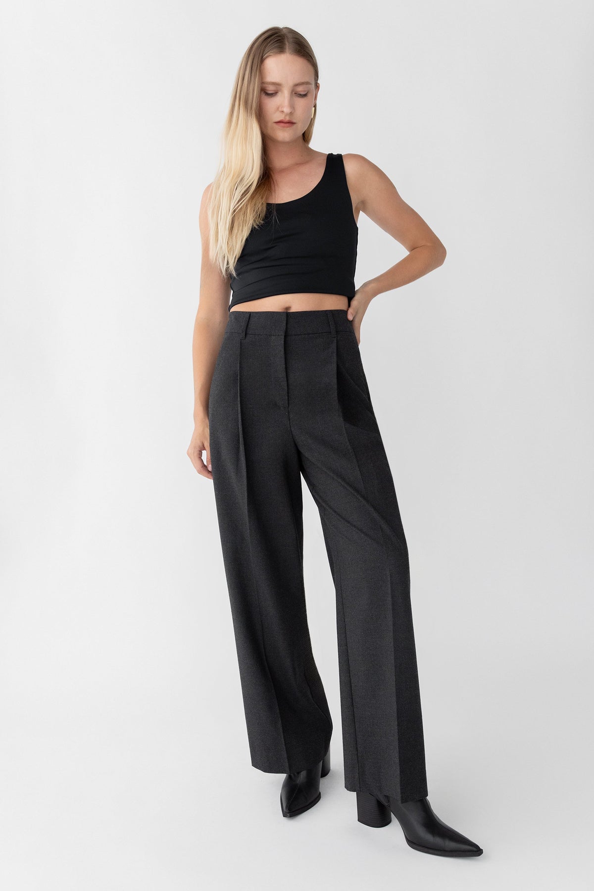 WIDE LEG HIGH-RISE DRESS PANT