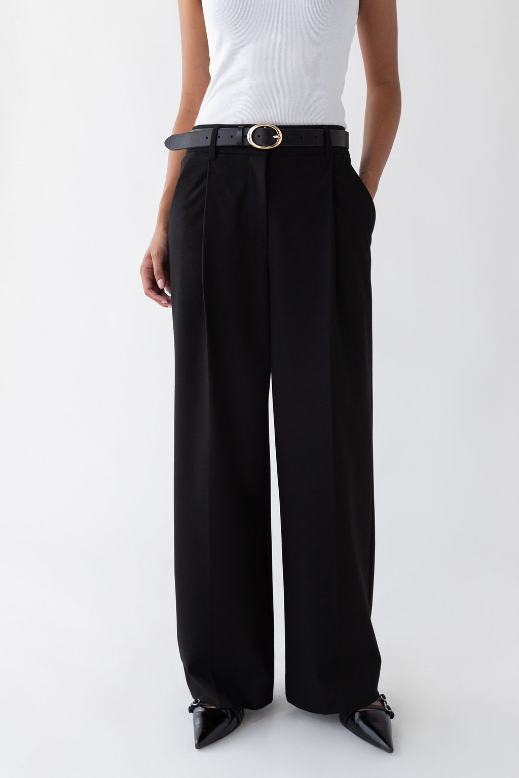 WIDE LEG HIGH-RISE DRESS PANT