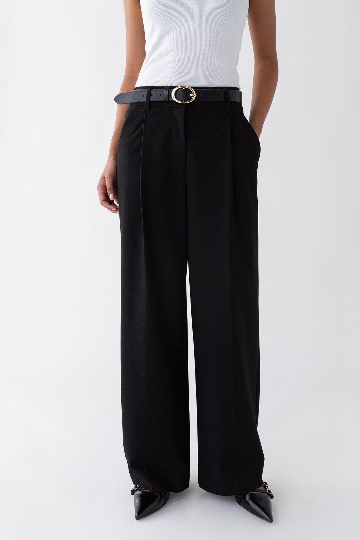 WIDE LEG HIGH-RISE DRESS PANT