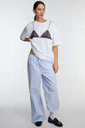 STRIPED COTTON POPLIN PAJAMA STYLE PANT
